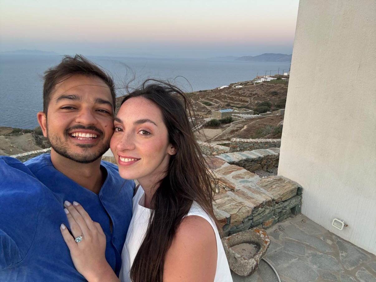 Close up of married couple's hands giving knuckles.